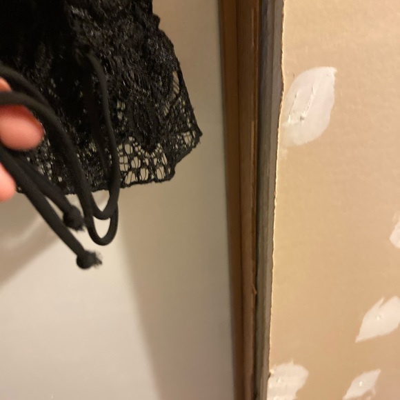 Vintage Lisa & Lucy Pull Over Off The Shoulder Blouse. Black Cotton Lace S - Picture 2 of 8